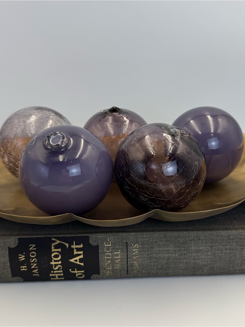 Vintage Lot or 5 Glass Spheres Orbs Made in Mexico Purple